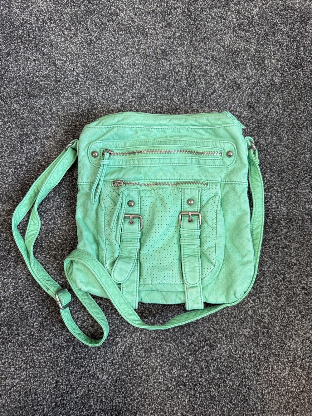 Maurices Mint Green Crossbody Bag with Front Buckle Detail